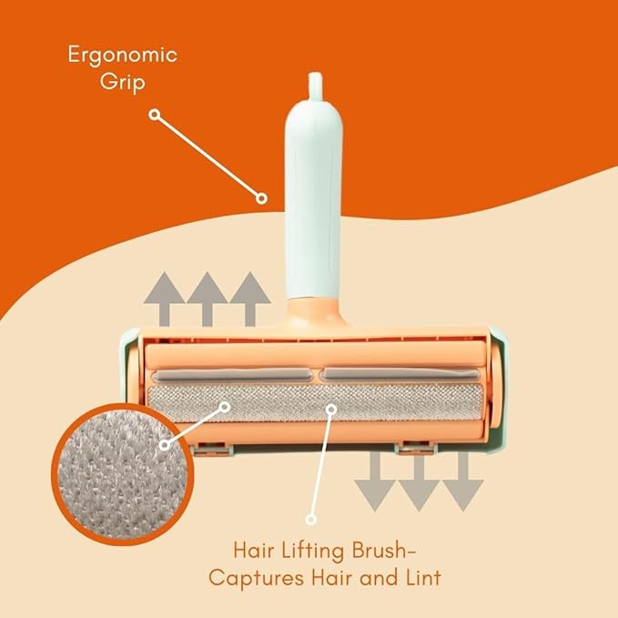 Pet Hair Remover Roller – Reusable Fur Removal Tool for Clothing, Furniture, Carpets &amp; Cars | Perfect for Dog &amp; Cat Hair with Ergonomic Design