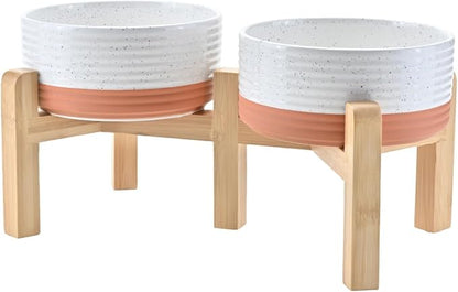 SPUNKYJUNKY Elevated Dog Bowls Ceramic, 6.1&
