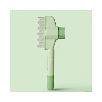 Pet Hair Removal Comb, Flea Brush with Release Button for Cat Dog, De-Shedding Cat/Dog Hair Comb, With Long &amp; Short Stainless Steel Metal Teeth for Shedding(Green)