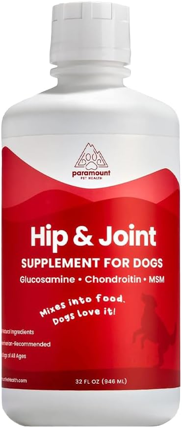 Liquid Glucosamine for Dogs, 1600mg Glucosamine Chondroitin MSM, Hip &amp; Joint Supplement for Large Dogs, Liquid Arthritis Relief &amp; Mobility Support, 32 oz