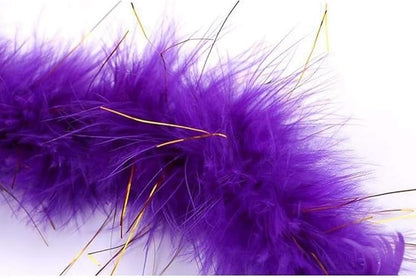 Purple Cat Teasing Stick Toy - Interactive Stick with Sparkly Feather Boa &amp; Crinkle Ball for Indoor Cat Training &amp; Fun