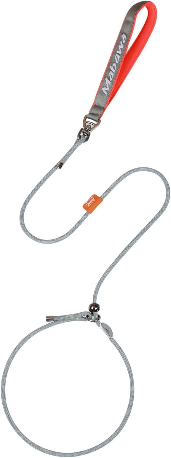 Dog Anti-Slip Leash 5FT with Metal Stopper - Durable No-Pull Training Lead for Small, Medium &amp; Large Dogs - Comfortable Handle Nylon Rope, Tangle-Free Pet Walking Leash (Gray, 5.6FT)