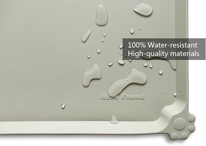Hoki Found X-Large Silicone Pet Feeding Mats - Non Slip, Waterproof Dog &amp; Cat Food Mats - Placemats for Carpet - Cream Green