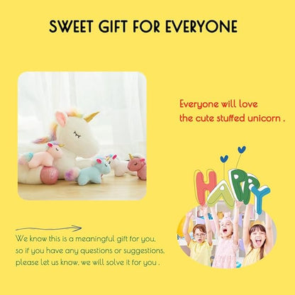 5 Pieces Unicorn Toys Stuffed Animals for Girls, 1 Mommy Unicorn with 4 Babies, Soft Plush Unicorn Toys Gifts for Girls 3 4 5 6 7 8 9 Years, Kids, Children, Christmas, Birthday, Valentine&