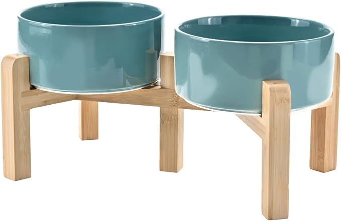 SPUNKYJUNKY Elevated Dog Bowls Ceramic, 6.1&