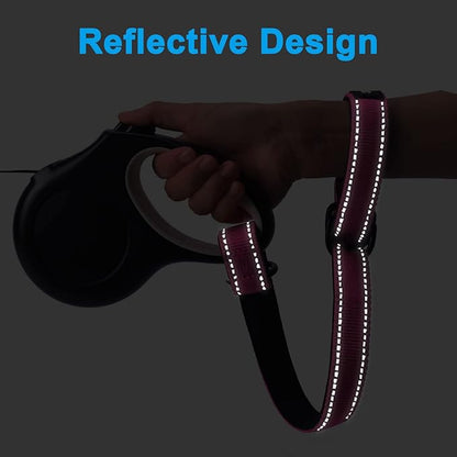 PetBonus Short Dog Leash, Safety Wrist Strap for Retractable Dog Leash, Reflective Design and Adjustable Soft Padded Handle, Extra Layer Security for Pet Stroller (Pink) 1 Pack