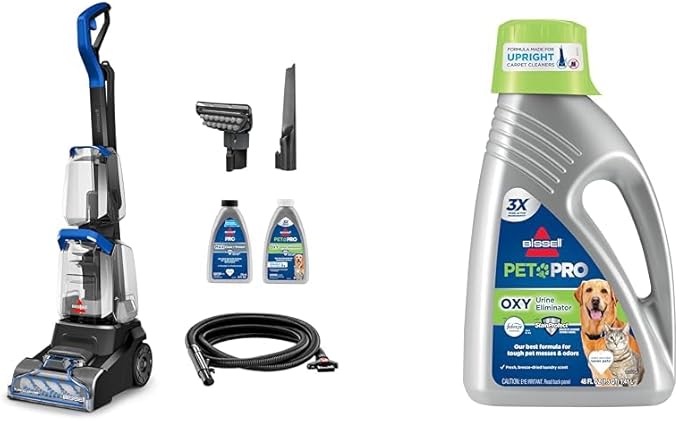 Bundle of BISSELL TurboClean PET, Upright Carpet &amp; Upholstery Cleaner, 3948 + Bissell Professional Pet Carpet Cleaner Shampoo, 48 Ounce, Silver