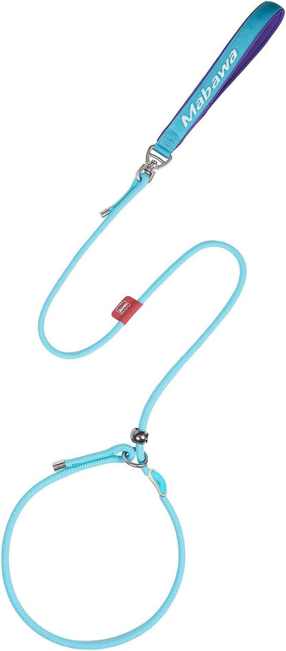 Dog Anti-Slip Leash 5FT with Metal Stopper - Durable No-Pull Training Lead for Small, Medium &amp; Large Dogs - Comfortable Handle Nylon Rope, Tangle-Free Pet Walking Leash (Lake Blue, 5.6FT)