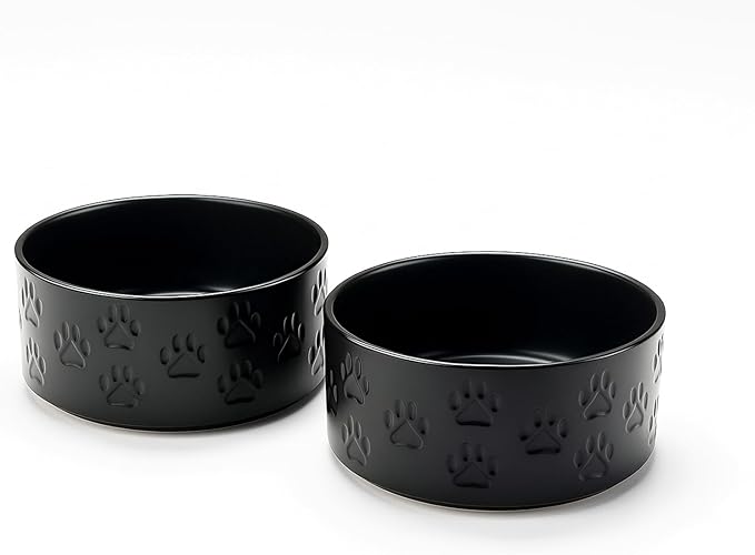 SPUNKYJUNKY Ceramic Dog and Cat Bowls 2 Pack, 6.1&