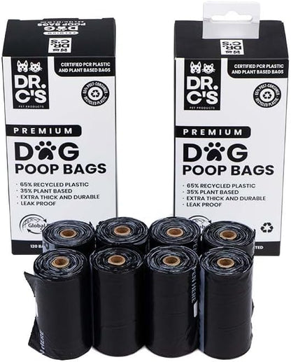 Certified 65% PCR (Post Consumer Recycled) Plastic and 35% Plant Based Dog Poop Bags - Dr. C&