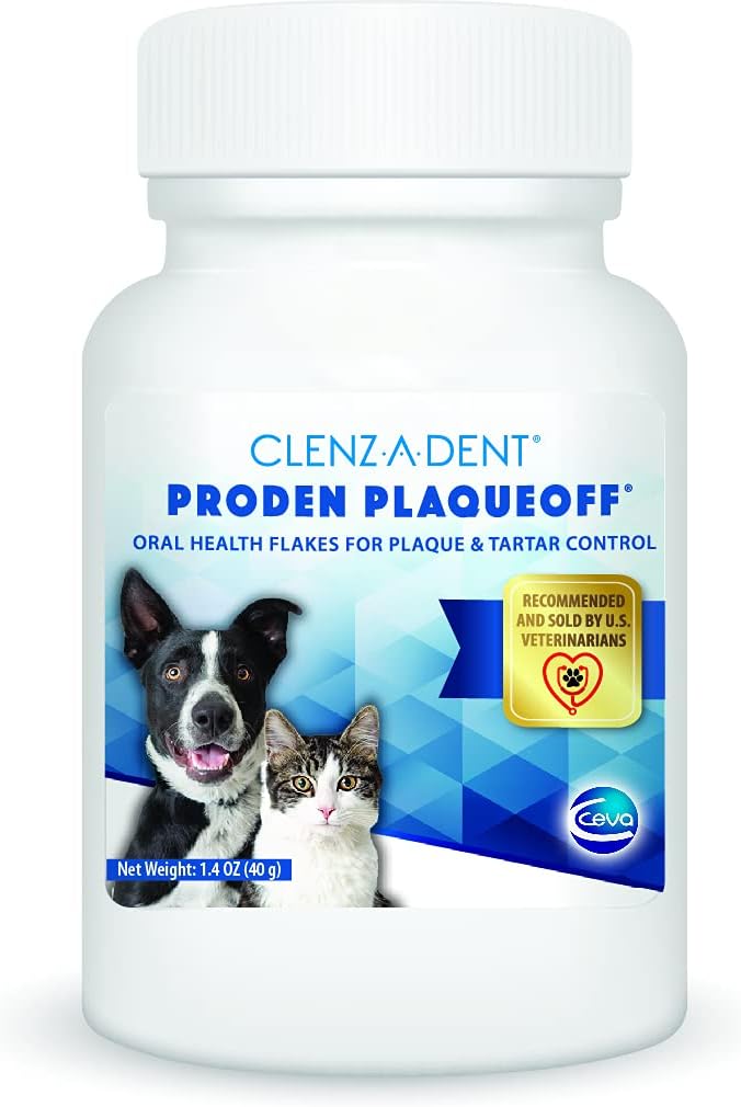 Ceva Clenz-a-dent ProDen PlaqueOff - Oral Health Flakes For Dogs &amp; Cats, Cleans Teeth &amp; Freshens Breath