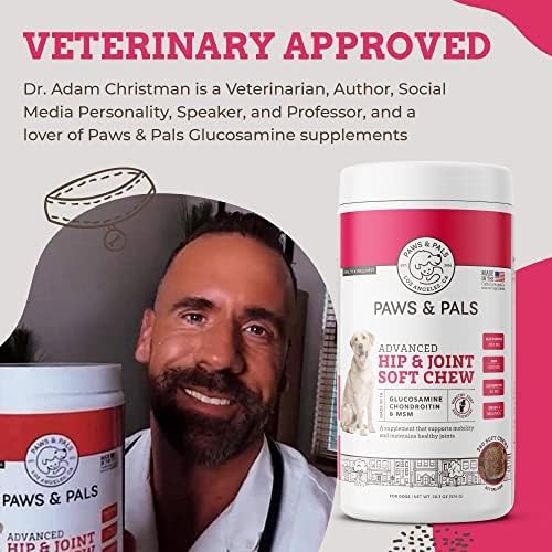 Paws &amp; Pals Glucosamine Chondroitin MSM for dogs 240 Count, Hip and Joint Mobility Soft Chews Supplement, Pain &amp; Inflammation Relief for all breeds - Maximum Strength, Treats Hip Dysplasia &amp; Arthritis