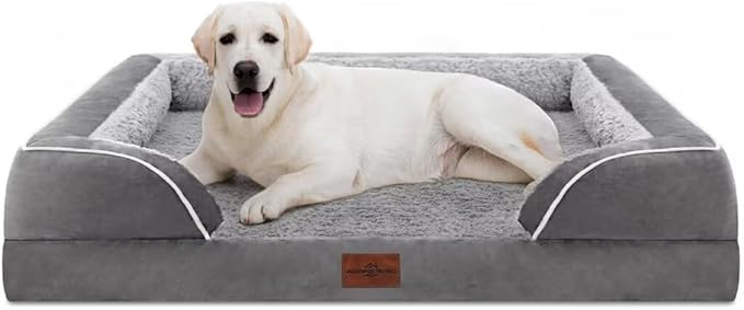 Comfort Expression Jumbo Dog Bed for Extra Large Dogs, Waterproof Orthopedic Dog Bed, Large Breed Dogs Beds, PV Washable Sofa Beds with Removable Cover &amp; Non-Slip Bottom(Jumbo,Grey)