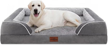 Comfort Expression Jumbo Dog Bed for Extra Large Dogs, Waterproof Orthopedic Dog Bed, Large Breed Dogs Beds, PV Washable Sofa Beds with Removable Cover &amp; Non-Slip Bottom(Jumbo,Grey)