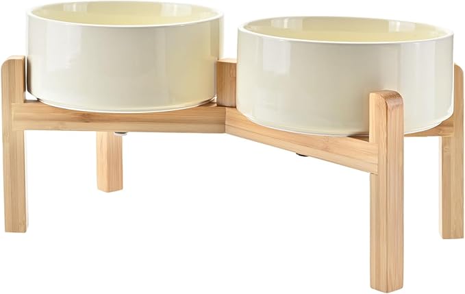 SPUNKYJUNKY Elevated Dog Bowls Ceramic, 7.3&