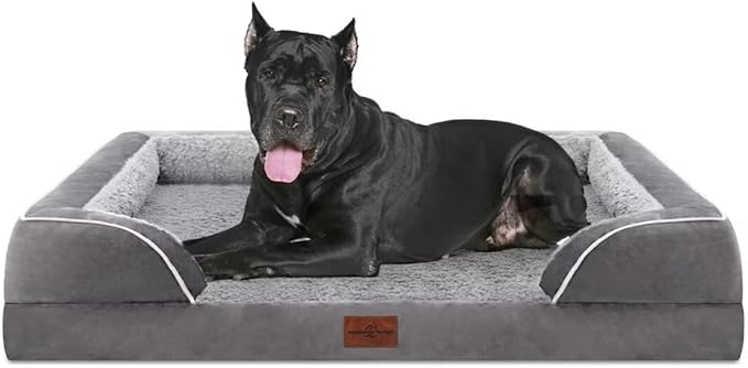 Comfort Expression XXL Orthopedic Dog Bed for Extra Large Dogs, Waterproof Orthopedic Foam Dog Beds, Washable Dogs Sofa Beds with Removable Cover &amp; Non-Slip Bottom(XX-Large,Grey)