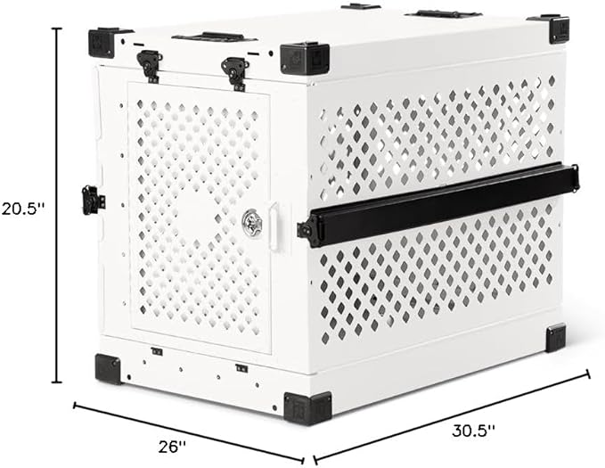 Impact Collapsible Dog Crate - Foldable Hard Crate for Medium Dogs - Heavy Duty Travel Kennel with Powder-Coated Aluminum - Quick Setup for Indoor &amp; Outdoor (White, 30" (30.5" L x 20.5" W x 26" H))