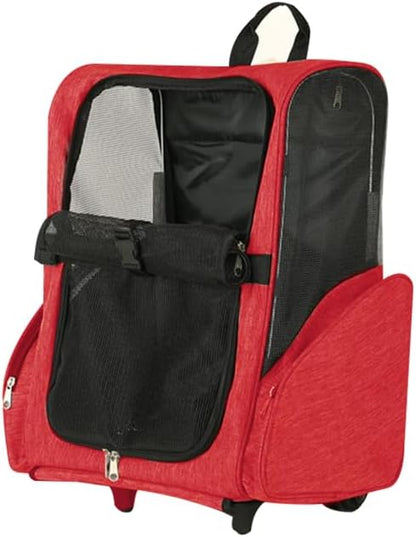 Pet Trolley Bag Cat Dog Travel Bag Portable &amp; Breathable Pet Carrier Backpack - Lightweight Dual-Shoulder Design for Easy Travel with Your Beloved Companion Scalable Pull Rod pet Bag (Red)