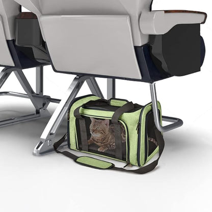Pet Carrier for Small Medium Cats Dogs Puppies up to 15 Lbs, Airline Approved Small Dog Carrier Soft Sided, Collapsible Travel Puppy Carrier - Green