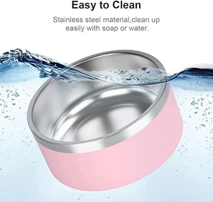 Black Dog Bowl, Double Wall Stainless Steel Pet Bowl, Vacuum Insulated Pet Feeder, Non-Skid Pet Bowl, 32 oz