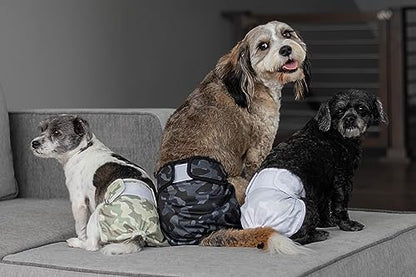 Pet Parents® Washable Dog Diapers (3pack) + Extendrs® of Durable Doggie Diapers, Premium Dog Diapers Female &amp; Male (X-Large, Camo)