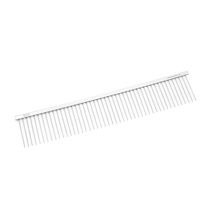 Tauro Pro Line Pet Comb for Dogs &amp; Cats – 9.6", Coarse Butter Comb with Rounded Tips, Chromed Iron, Gentle Dematting &amp; Everyday Grooming Tool, L