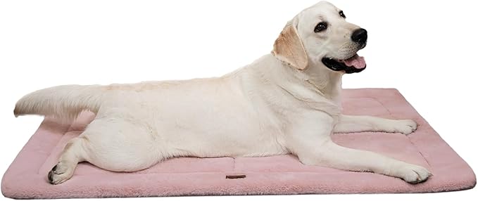 Made4Pets Dog Crate Pad Bed for Extra Large Dogs, Washable &amp; Reversible, Anti-Slip Kennel Mat for Cozy Sleeping, Soft Fluffy Dog Bed for Indoor &amp; Outdoor Use, 48"x30", Pink