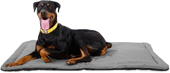 K9 Ballistics Tough Ripstop Dog Crate Pad - Durable &amp; Machine Washable with Non-Skid Bottom and 120-Day Warranty, Fits 48" Wire Crates - X-Large, Light Gray Velvet