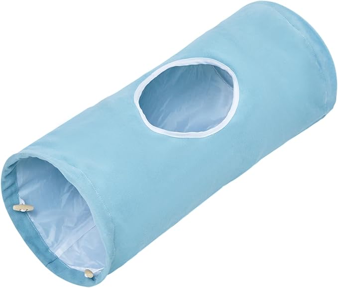 Cat Tunnel, Large Indoor Durable Collapsible Interactive Cat Tube with Peek-A-Boo Hole, Hanging Toys, and Crinkly Paper Lining - Cute Tunnel for Cats, Kittens, Puppies &amp; Rabbits, Purple