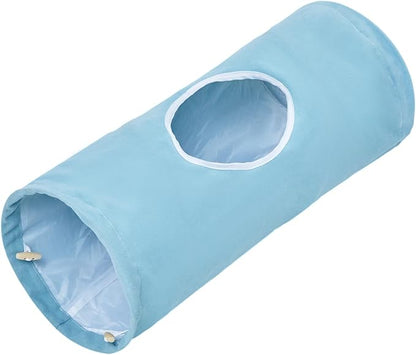 Cat Tunnel, Large Indoor Durable Collapsible Interactive Cat Tube with Peek-A-Boo Hole, Hanging Toys, and Crinkly Paper Lining - Cute Tunnel for Cats, Kittens, Puppies &amp; Rabbits, Purple