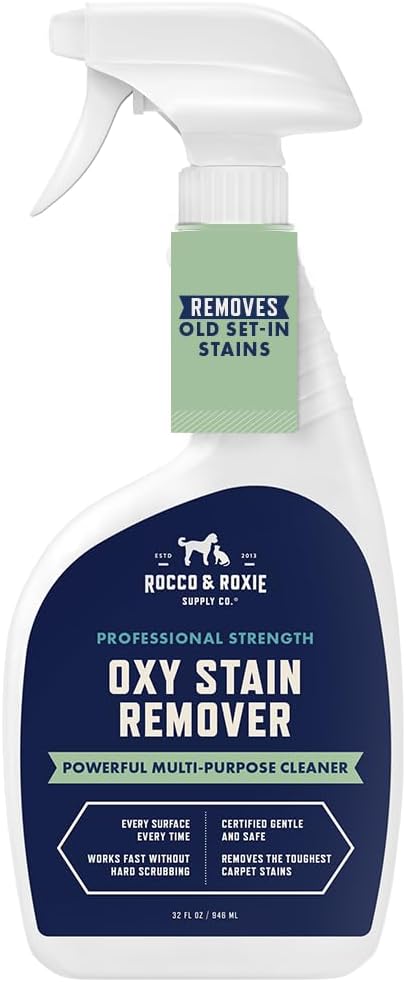 Rocco &amp; Roxie Oxy Stain Remover - Oxygen Powered Carpet Cleaner Spray - Spot Cleaner for Upholstery, Couch, Laundry, Rug, Clothes, Car Seat, Mattress, Sofa, and More. - Pet &amp; Baby Stains