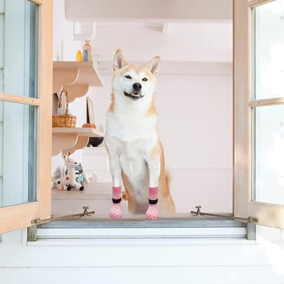 EXPAWLORER Anti Slip Dog Socks to Prevent Licking Paws, Dog Shoes for Hot Pavement, Dog Booties for Small Medium Large Senior Dogs, Traction Control Boots &amp; Paw Protectors for Hardwood Floors