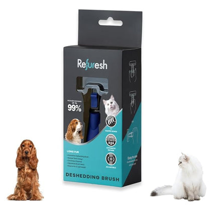Deshedding Dog Brush for Long Hair (Small,Blue) – Gentle Deshedding tool for Dogs &amp; Cats – Reduces shedding, without damaging topcoat. Removes Loose Fur &amp; Dead Undercoat.