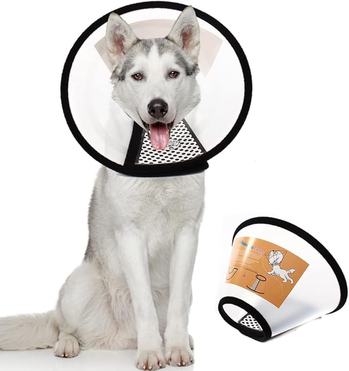 Plastic Pet Recovery Collars &amp; Cones for Dogs and Cats After Surgery Adjustable Dog Neck Cone Surgical Elizabeth E-Collar Prevent Biting and Stop Licking Wound (XL)