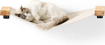FUKUMARU Cat Wall Furniture, 34 x 13 inch Cats Hammock Shelves, Rubberwood Kitten Window Perch, Easy DIY Installation