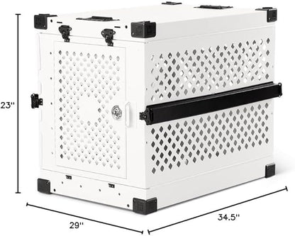 Impact Collapsible Dog Crate - Foldable Hard Crate for Intermediate Dogs - Heavy Duty Travel Kennel with Powder-Coated Aluminum - Quick Setup for Indoor &amp; Outdoor (White, 34" (34.5" L x 23" W x 29" H)