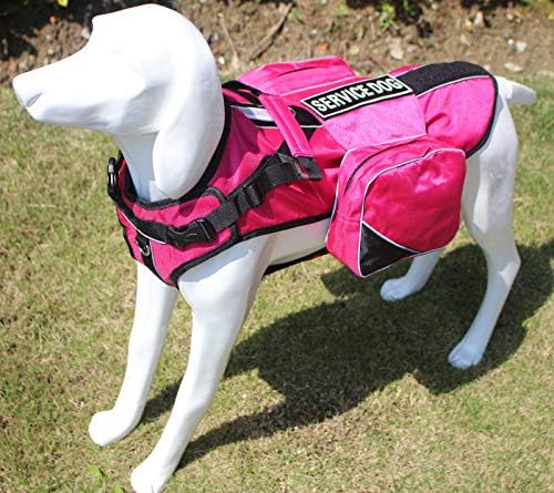 Serijoars Dog Vest Harnesses with Saddlebag Backpack for Camping &amp; Travel - Reflective Hound Hiking Backpack Saddle Bag - Lightweight Vest Harness for Medium &amp; Large Dogs (Hot Pink, M)