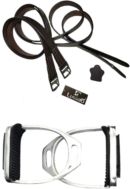 Leather English Riding Horse Saddle Starter Kit Brown Saddle Combo Pack Set of 7 pcs