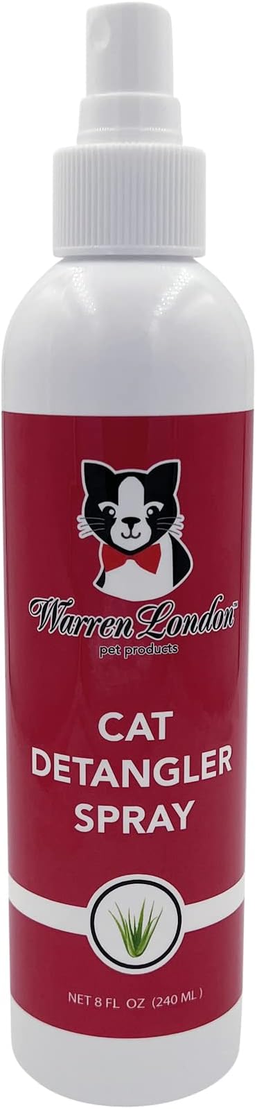 Warren London Cat Detangler Spray for Matted Hair | Leave in Conditioner Pet Detangling Spray That Demat &amp; Refreshes | Use with Cat Brush or Grooming Glove | Made in USA | 8oz