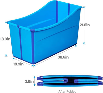 Portable Dog Bathtub for Large Dogs - 48.4Gal Foldable Pet Wash Station with Drain Plug, Insulated &amp; Non-Slip Design for Indoor/Outdoor Bathing, Grooming, Camping（Blue）