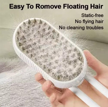 3-in-1 Cat Grooming Brush – Water Spray &amp; Self-Cleaning Shedding Brush for Cats &amp; Dogs – Pet Hair Removal &amp; Massage Comb for Long &amp; Short Hair (White). (White)