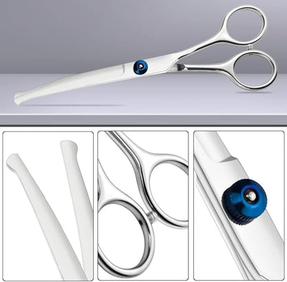 LILYS PET 6.5" Right-handed Pet Round-Tip Grooming Stainless steel Safety Grooming for Dogs and Cats (Curved Scissor)
