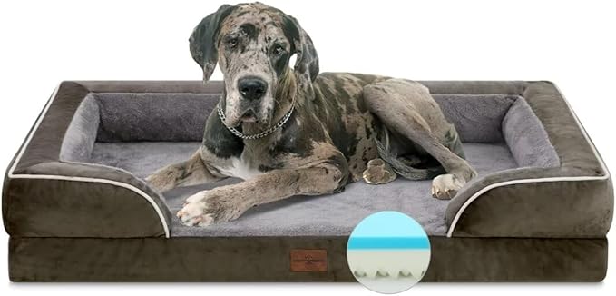 Comfort Expression XXL Dog Beds Memory Foam, Orthopedic Dog Beds for Extra Large Dogs, Waterproof Dogs Bed, Washable Pet Sofa Couch with Bolster &amp; Removable Cover(XX-Large,Olive Green)