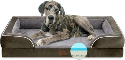 Comfort Expression XXL Dog Beds Memory Foam, Orthopedic Dog Beds for Extra Large Dogs, Waterproof Dogs Bed, Washable Pet Sofa Couch with Bolster &amp; Removable Cover(XX-Large,Olive Green)
