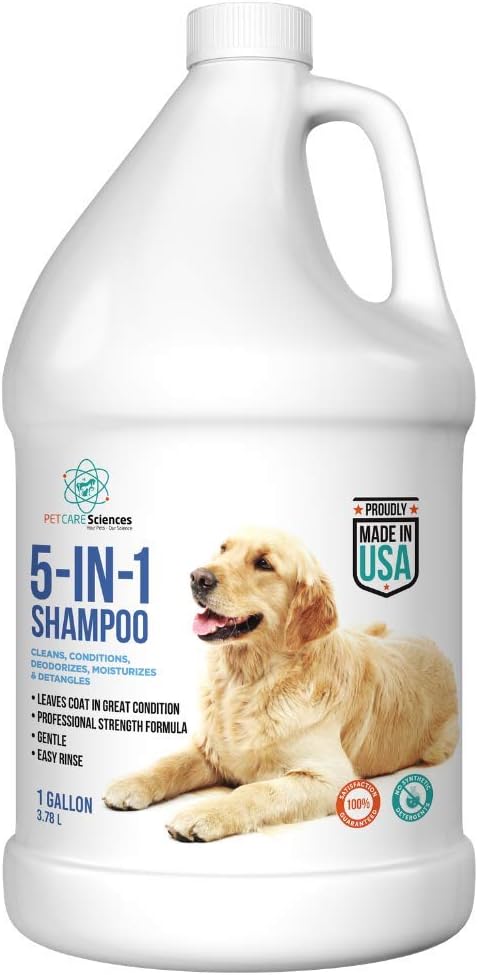 Gallon Bottle 5 in 1 Dog Shampoo for Itchy Skin - Sensitive Skin Dog Shampoo for Smelly Dogs - Dog Shampoos &amp; Conditioners - Made in The USA
