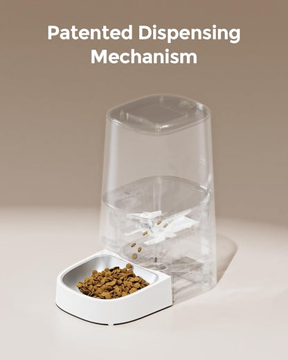 Cat Feeder Automatic - Cat Food Dispenser MeowServe S20, Auto Dog Feeder with Stainless Steel Bowl, 5L Pet Feeder with Patented Anti-Jam Port, App, Dual Lock Lid, Dual-Band WiFi &amp; Power, White