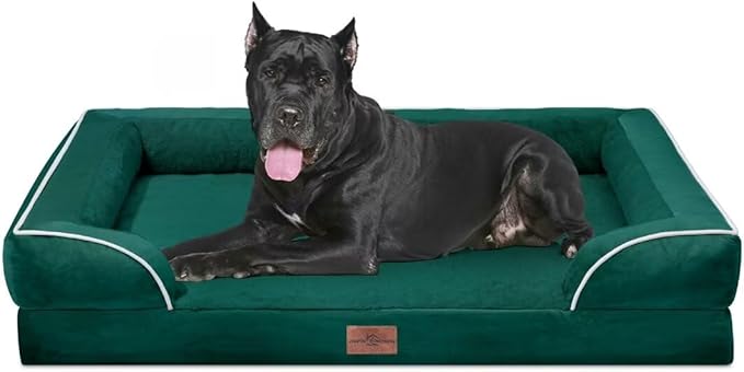 Comfort Expression Orthopedic Dog Bed Waterproof, XXL Dog Beds for Oversized Dogs, Washable Dogs Sofa Bed with Removable Cover &amp; Non-Slip Bottom(XX-Large,Emerald)