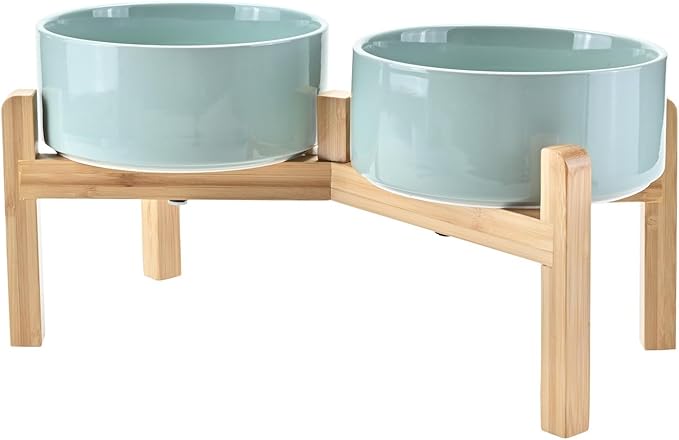 SPUNKYJUNKY Elevated Dog Bowls Ceramic, 7.3&
