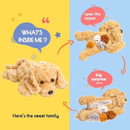 5 Pieces Dog Stuffed Animals for Girls,1 Mommy Dog with 4 Babies,Puppy Stuffed Animals Gifts for Girls 3 4 5 6 7 8 9 Years,Soft Plush Toys for Kids Christmas,Valentine&