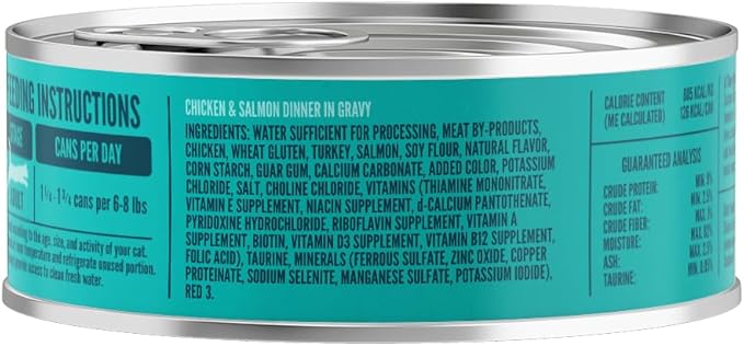 A Strong Heart Canned Wet Cat Food, Chicken &amp; Salmon Dinner in Gravy - 5.5 oz Cans (Pack of 24), Made in The USA with Real Chicken &amp; Salmon